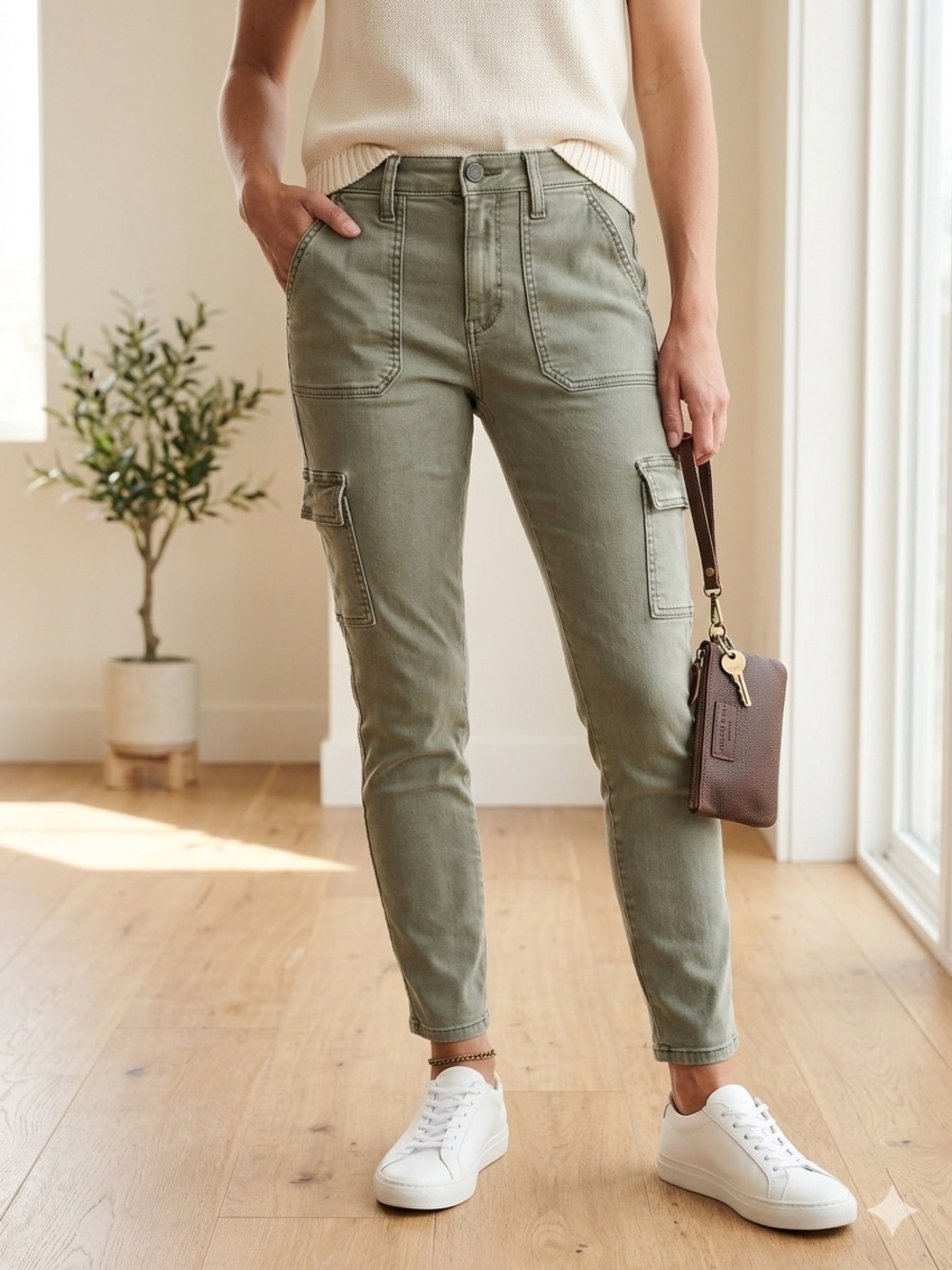 Mudd Y2K High Rise Utility Jegging FLX Stretch Cargo Green Size 13.